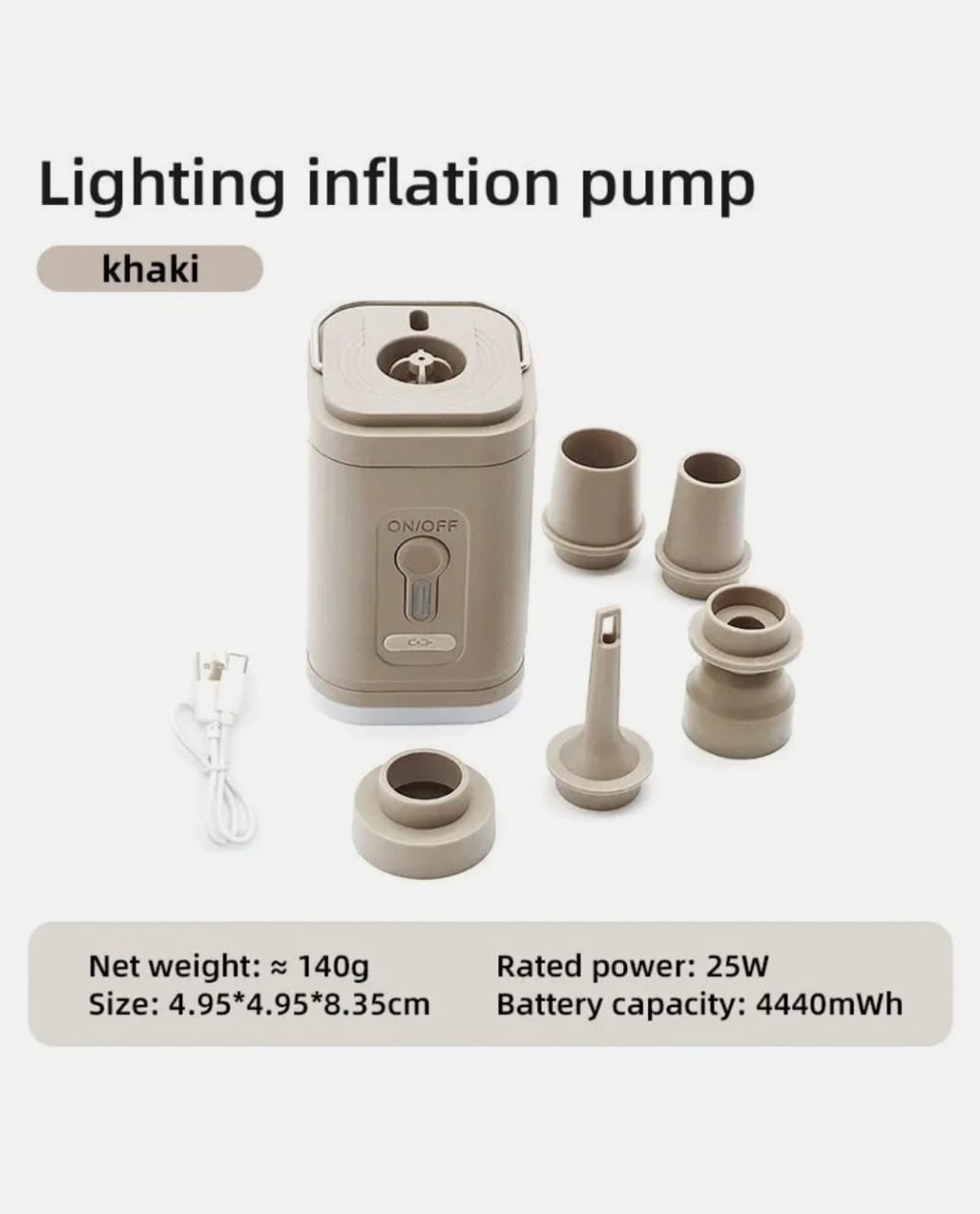 Mini bomba de aire inalambrica con luz Led