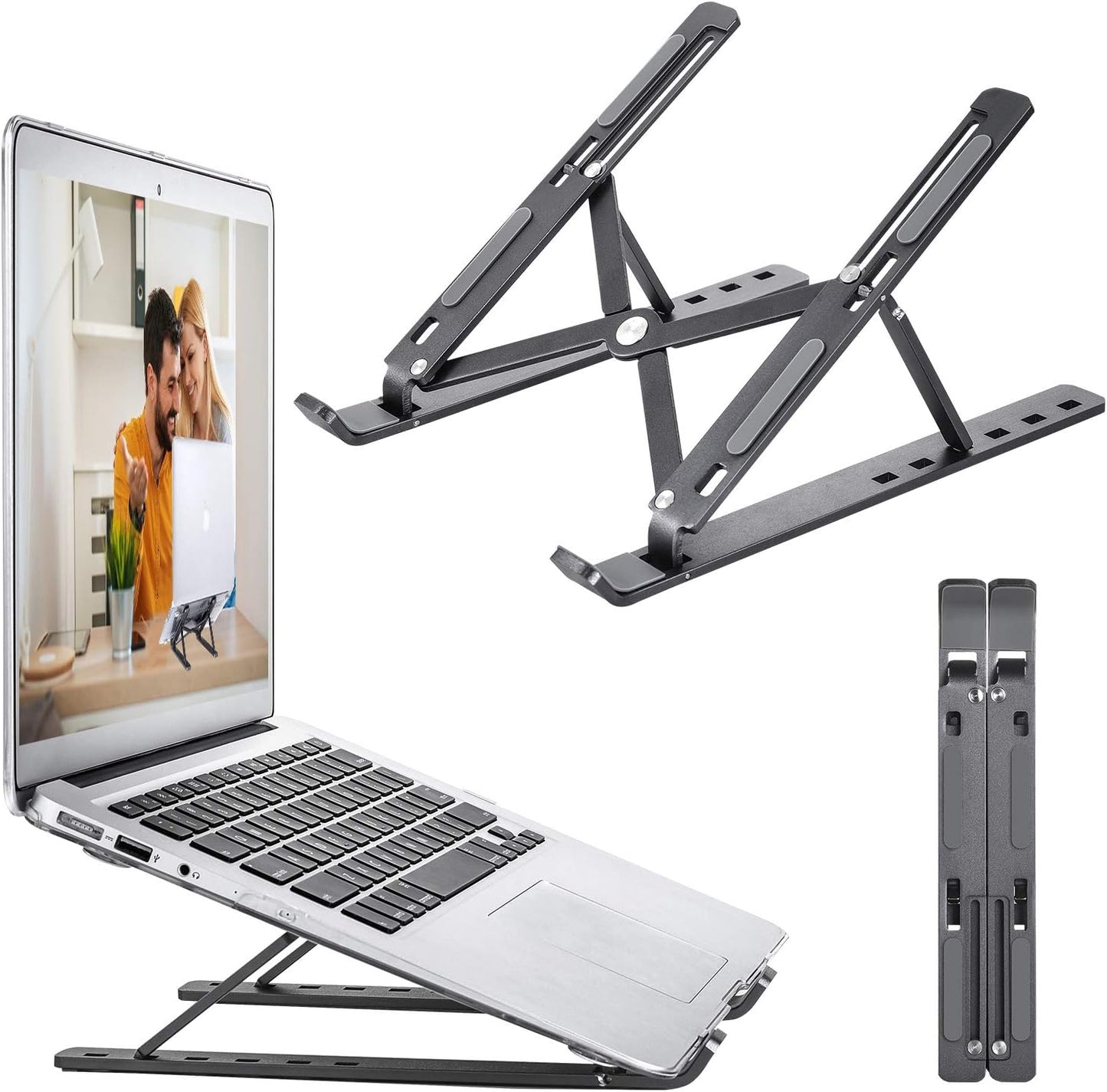 Soporte para laptop de aluminio flexible y práctico