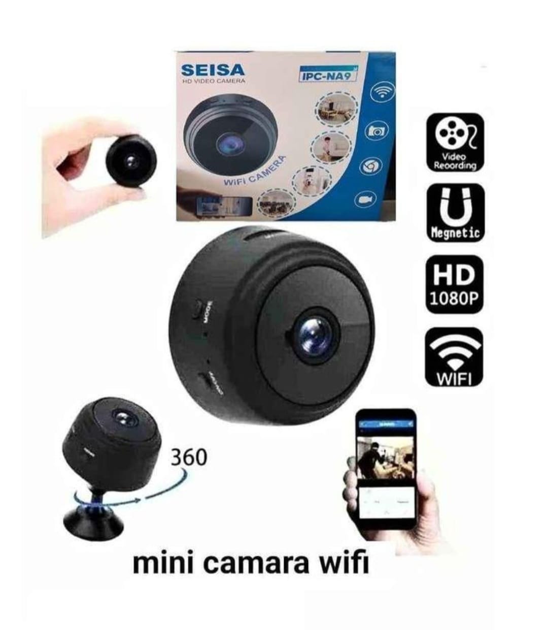 Mini cámara inalambrica de monitoreo remoto vía WiFi