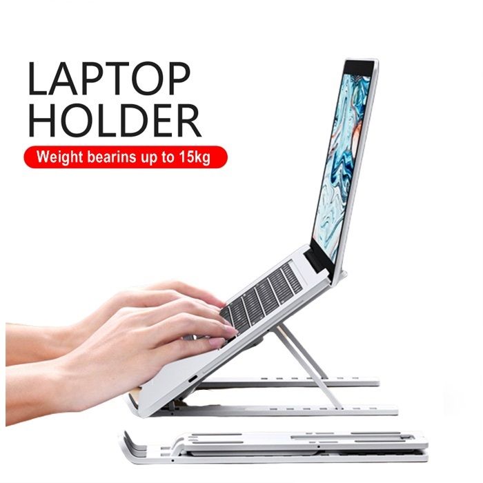 Soporte para laptop de aluminio flexible y práctico